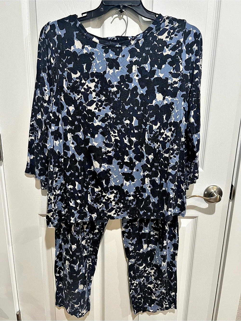 Donna Karan Abstract Print Sleepwear in Blue & Black Size PXL/1X